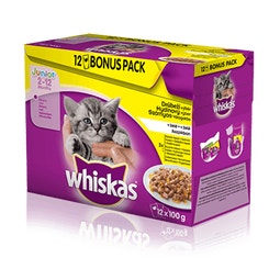  WHISKAS® kapsičky Junior hydinový výber v želé 12 x 100g image