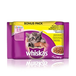 WHISKAS® kapsičky Junior hydinový výber v želé 4 x 100g image